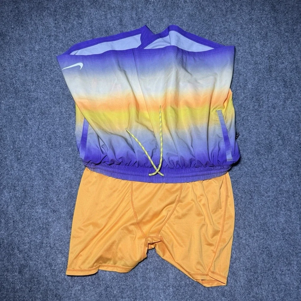 Nike Swim Athletic Shorts Horizon Stripe Purple Yellow Men Size XL Lined 717384